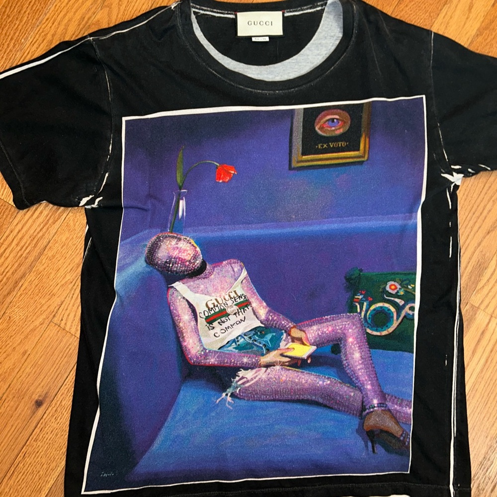 Gucci Black and Purple Graphic Short Sleeve Tee